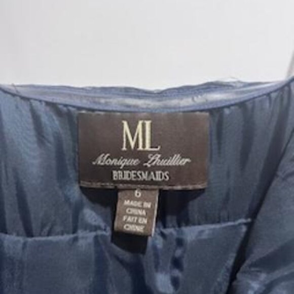 ML, Monique lhuillier,  Strapless rouched chiffon navy short dress, Size 6 - Picture 5 of 6
